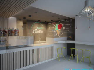 Projekt wnętrz lodziarni Gelato Studio w Gliwicach, Archi group Adam Kuropatwa Archi group Adam Kuropatwa Powierzchnie handlowe