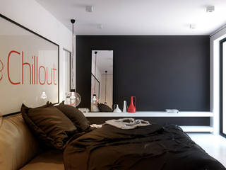 Projekt wnętrza sypialni w domu jednorodzinnym w Katowicach, Archi group Adam Kuropatwa Archi group Adam Kuropatwa Nowoczesna sypialnia