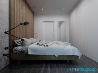 Projekt wnętrza sypialni w domu jednorodzinnym w Zabrzu, Archi group Adam Kuropatwa Archi group Adam Kuropatwa Nowoczesna sypialnia