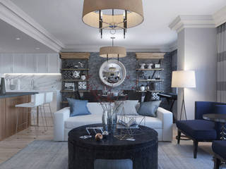 NEW YORK MORNING, KAPRANDESIGN KAPRANDESIGN Eclectic style living room Wood Grey