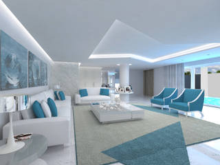 Projeto Luanda, Enzo Rossi, Home Design Enzo Rossi, Home Design ミニマルデザインの リビング