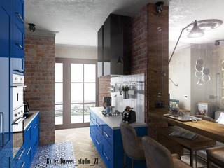 Квартира студия, Diveev_studio#ZI Diveev_studio#ZI Industrial style kitchen
