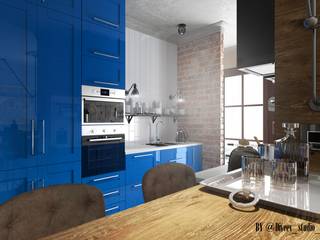 Квартира студия, Diveev_studio#ZI Diveev_studio#ZI Industrial style kitchen