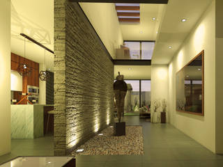 casa M O N M A, lassoarq lassoarq Modern Corridor, Hallway and Staircase Concrete
