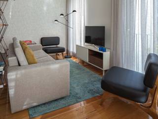 SMALL APARTMENT IN LISBON, Conceitos Itinerantes, Lda Conceitos Itinerantes, Lda モダンデザインの リビング
