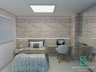 Quarto de Solteiro, Gabriela Cardoso Arquitetura Gabriela Cardoso Arquitetura 北欧スタイルの 寝室 MDF