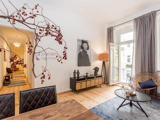 Home Staging einer Musterwohnung in Berlin Neukölln, staged homes staged homes غرفة المعيشة