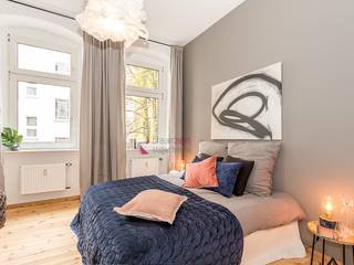 Home Staging einer Musterwohnung in Berlin Neukölln, staged homes staged homes Azjatycka sypialnia