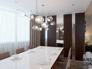 Современный дом в серо-черной гамме., дизайн-студия PandaDom дизайн-студия PandaDom Modern dining room