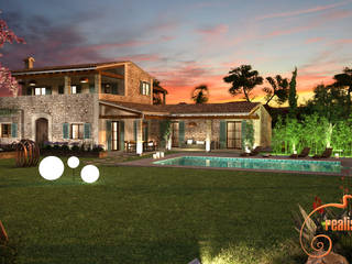 Perspectivas 3D de una vivienda estilo rústico , Realistic-design Realistic-design Дома на одну семью