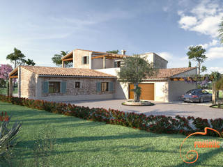 Perspectivas 3D de una vivienda estilo rústico , Realistic-design Realistic-design Nhà phong cách mộc mạc