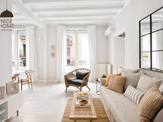 Un piso de Estilo Mediterráneo, espacios frescos y recién Remodelado, Nice home barcelona Nice home barcelona ห้องนั่งเล่น