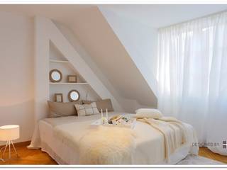 Loft - Schlafzimmer in Naturtönen Münchner home staging AGENTUR GESCHKA Minimalistische Schlafzimmer homestaging,Schlafzimmer,loft,nature,Accessories in Leder