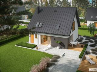Projekt domu Mini 5 - mały, kompaktowy, na wąską działkę , Pracownia Projektowa ARCHIPELAG Pracownia Projektowa ARCHIPELAG Rumah tinggal