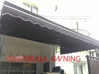 Canopy Kain Jakarta (Teras Rumah), Braja Awning & Canopy Braja Awning & Canopy Balcones y terrazas de estilo clásico Textil Ámbar/Dorado