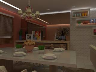 Sala de Almoço _ Rosa, Aline Mozzer Arquitetura Aline Mozzer Arquitetura غرفة السفرة رخام