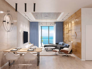 Квартира в ЖК «Актер Гэлакси» 115 м/кв, metrixdesign metrixdesign Minimalistische Wohnzimmer