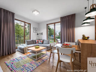 Projekt mieszkania o pow. 60 m2., 4ma projekt 4ma projekt Skandinavische Wohnzimmer