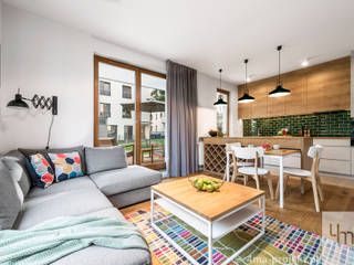 Projekt mieszkania o pow. 60 m2., 4ma projekt 4ma projekt Phòng khách phong cách Bắc Âu