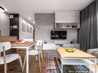 Projekt mieszkania o pow. 60 m2., 4ma projekt 4ma projekt Salones de estilo escandinavo