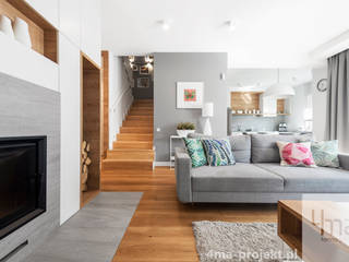 Projekt domu o pow. 148 m2., 4ma projekt 4ma projekt Modern living room