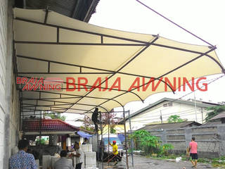 Canopy Membrane @Pabrik Garment Jakarta, Braja Awning & Canopy Braja Awning & Canopy Balcones y terrazas de estilo moderno Sintético Marrón