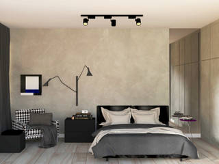 3D Quarto NY - Por Patrícia Nobre , Patrícia Nobre - Arquitetura de Interiores Patrícia Nobre - Arquitetura de Interiores Modern style bedroom Concrete