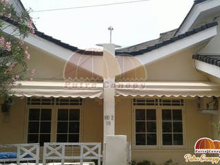 Canopy Kain Jakarta Warna Cream, Putra Canopy Putra Canopy Balkon, Beranda & Teras Klasik Tekstil White