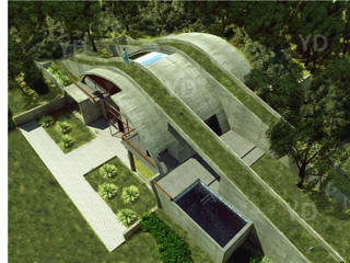 Vivienda bioclimática y sustentable para terreno rural. , Arq. Yofrank Diaz Arq. Yofrank Diaz منزل سلبي باطون مسلح