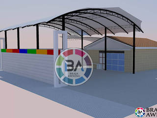 Tenda Membrane Jakarta (Konsep Proposal) , Braja Awning & Canopy Braja Awning & Canopy モダンデザインの テラス 鉄/鋼