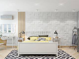 3к.кв. в ЖК Ямайка 2 (120 кв.м), ДизайнМастер ДизайнМастер Scandinavian style bedroom Beige