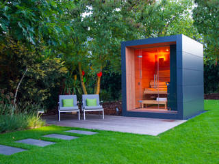 Moderne Sauna mit Gartenblick, Gartenhauptdarsteller Gartenhauptdarsteller Casitas de jardín
