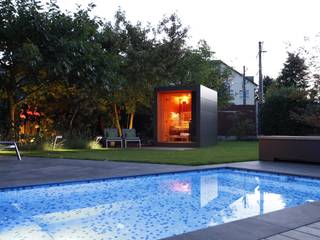 Moderne Sauna mit Gartenblick, Gartenhauptdarsteller Gartenhauptdarsteller Garden Pool