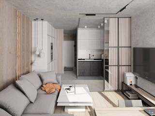 Квартира студия для молодых, EEDS дизайн студия Евгении Ермолаевой EEDS дизайн студия Евгении Ермолаевой Minimalist living room