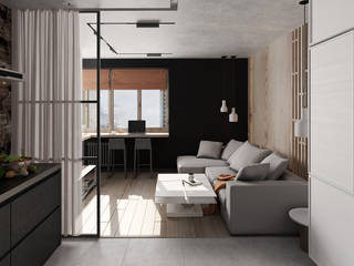 Квартира студия для молодых, EEDS дизайн студия Евгении Ермолаевой EEDS дизайн студия Евгении Ермолаевой Living room