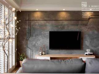 百玥空間設計 ─ 賦居映月 ─客廳 百玥空間設計 Country style living room Reinforced concrete Grey