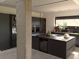 Einfamilienhaus im Bauhausstil, Dipl. Ing. Müller, Büro für Bauplanung und Sanierung Dipl. Ing. Müller, Büro für Bauplanung und Sanierung Modern Kitchen MDF Einbauküche,küchenplanung,bora,küchenfenster