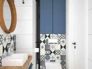 Granatowa łazienka, OES architekci OES architekci Modern bathroom Concrete Blue