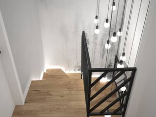 przedpokój i schody, OES architekci OES architekci Ingresso, Corridoio & Scale in stile minimalista Legno massello Bianco