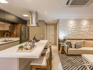 Apartamento Casal - Florianópolis, Juliana Agner Arquitetura e Interiores Juliana Agner Arquitetura e Interiores ห้องนั่งเล่น