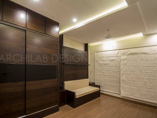 1500 Sft Residence at Rohan Kritika, Sinhagad Road, Pune , Archilab Design Solutions Pvt.Ltd. Archilab Design Solutions Pvt.Ltd. Minimalist bedroom Wood Wood effect