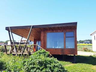 CABAÑAS, SECTOR EL PANGAL, PICHILEMU, KIMCHE ARQUITECTOS KIMCHE ARQUITECTOS منازل خشب Wood effect