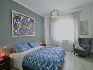 Moderno trilocale dai colori delicati e contrasti soft., OPERA4architetti OPERA4architetti Modern style bedroom