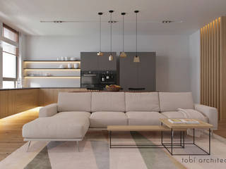 LOOKING AT DNIPRO, Tobi Architects Tobi Architects Ruang Keluarga Minimalis