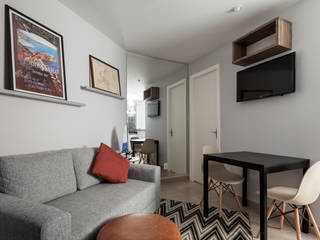 Apartamento Vila Nova Conceição, SP., Decoradoria Decoradoria Salas de estar modernas Derivados de madeira Cinza