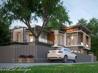 บ้านพักอาศัย2ชั้น อ.เมืองสกลนคร จ.สกลนคร , fewdavid3d-design fewdavid3d-design Modern home