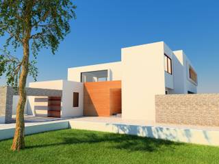 Proyecto casa BL piedra roja - Chicureo., MJO ArqDesign MJO ArqDesign Дома на одну семью Кирпичи