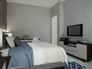Simple Bedroom, Chromatic Interior Chromatic Interior Modern Yatak Odası Kontraplak