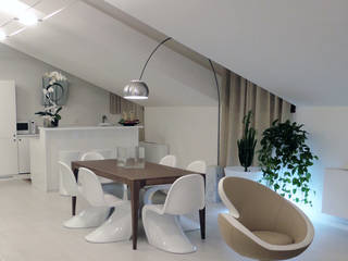 Attico Milano Centro, DELFINETTIDESIGN DELFINETTIDESIGN Modern dining room Wood Wood effect