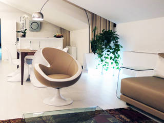 Attico Milano Centro, DELFINETTIDESIGN DELFINETTIDESIGN Modern living room Wood Wood effect